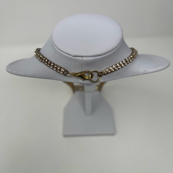 Crystal Trim Rhinestone Gold Tone Necklace - Picture 11 of 12
